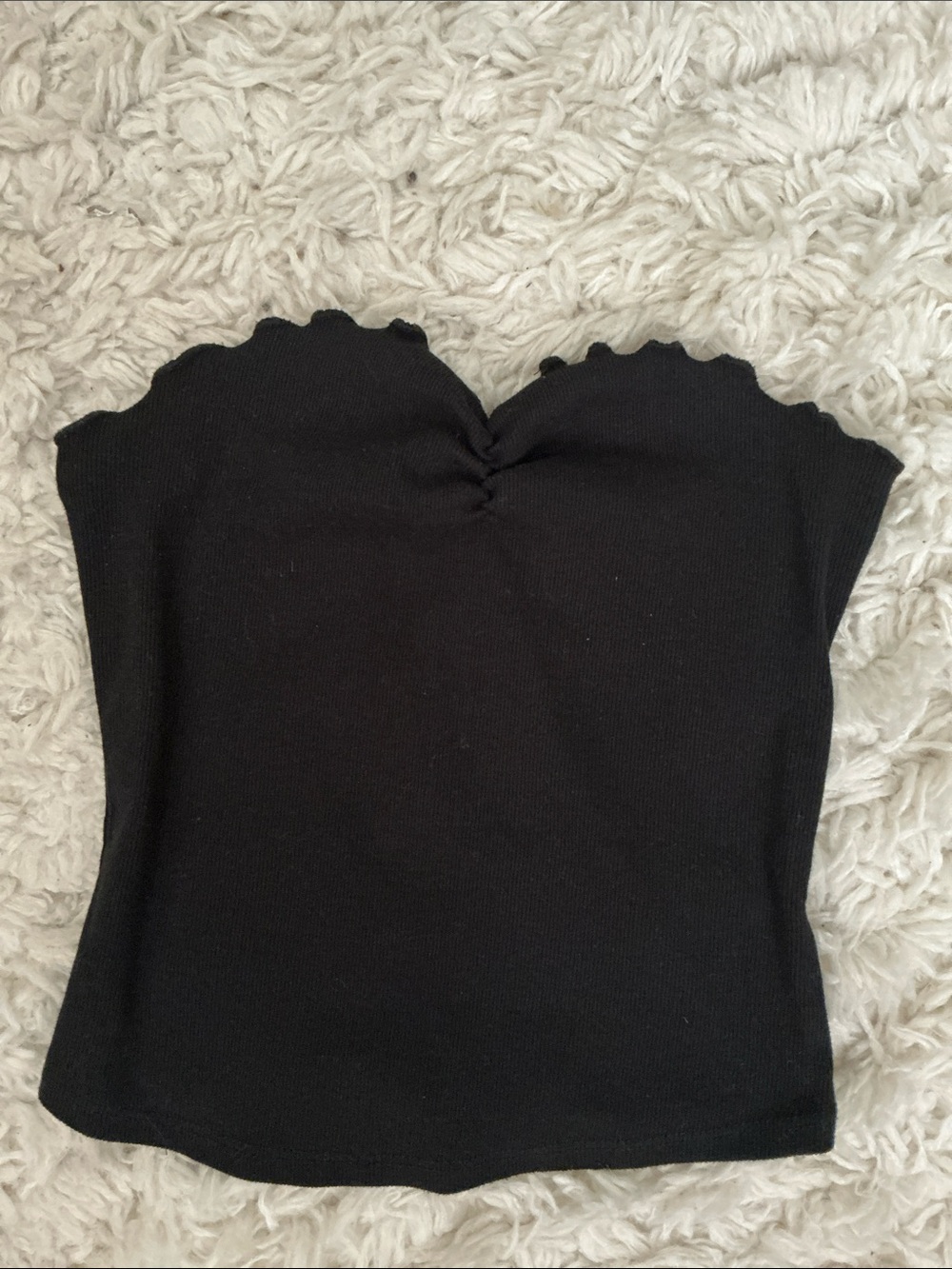 UO Black Scallop Edge Cropped Tube Top